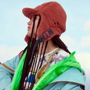 Free People Ascend Fleece Trapper Hat In Black NWT